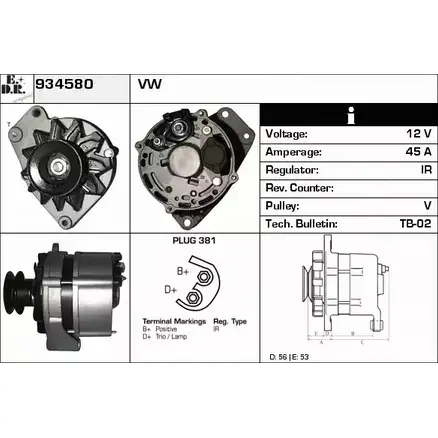 Генератор EDR DTL ZZ 1231039641 YZ2JK 934580 изображение 0