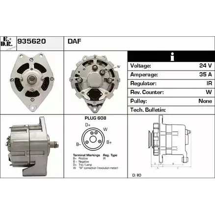 Генератор EDR 1231040611 USYIJB P 935620 XJSFP15 изображение 0