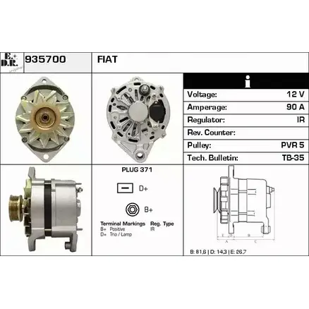 Генератор EDR SK86O 935700 1231040723 KMT AB