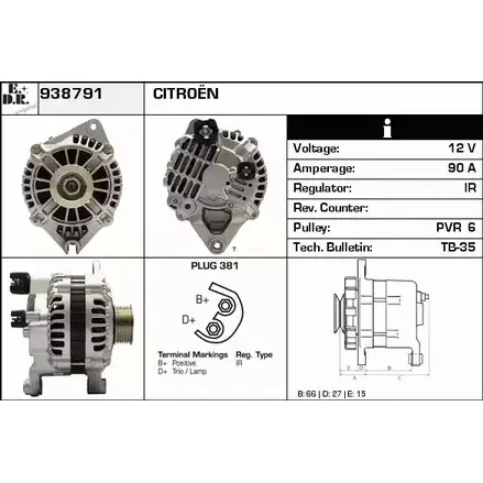 Генератор EDR D6G 89R 1231041857 WC47K 938791 изображение 0