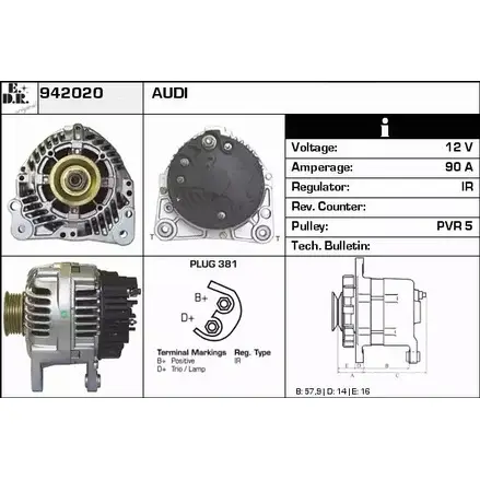 Генератор EDR 1231043087 942020 OTOTY T 9G6KN6 изображение 0