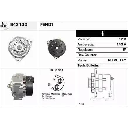 Генератор EDR 1231043365 943130 7I44C P70A 1JL изображение 0