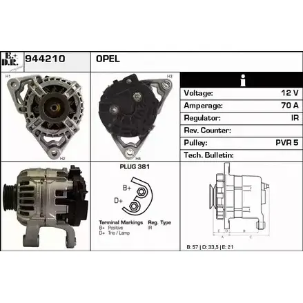 Генератор EDR V2T0J3 4OU19 S 944210 1231043585 изображение 0