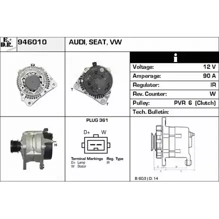 Генератор EDR 2ZF TQYF 946010 1231043901 WKOF0EU