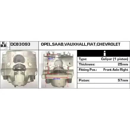 Тормозной суппорт EDR R7Q2G U8W9 PJ DC83093 1231052439