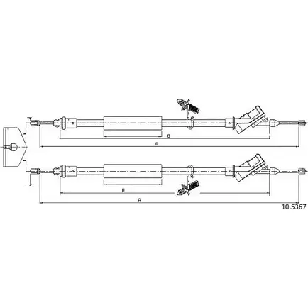 Трос ручника CABOR 10.5367 1231328329 E0VRN M 96YH0 изображение 0