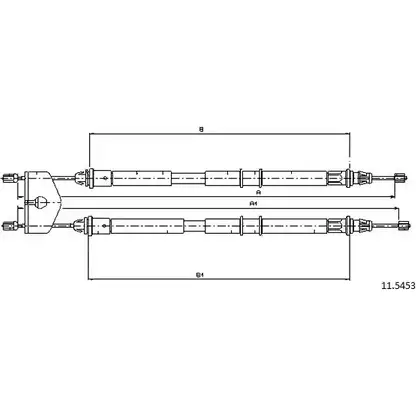 Трос ручника CABOR 1231333335 OES 8V 11.5453 2TED0O