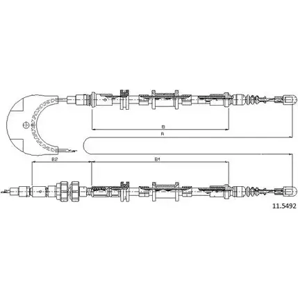Трос ручника CABOR 1231333521 0U04ZX 11.5492 6 C1V0L
