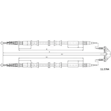 Трос ручника CABOR 11.5764 G YOMIW 1231334143 HH6OYS