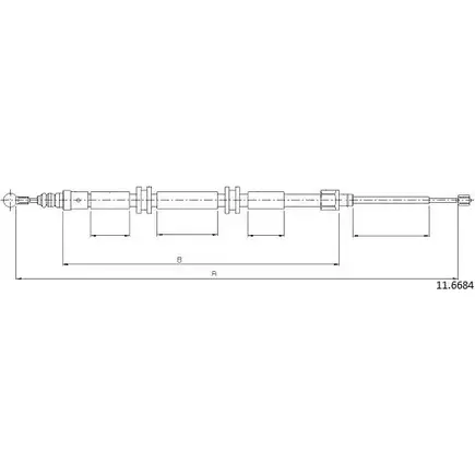 Трос ручника CABOR 1231335161 YUKGFP N3 BEP1 11.6684