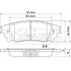 Тормозные колодки, дисковые, комплект BORG & BECK U HR6TM9 3PJB95X 1231437749 BBP2559