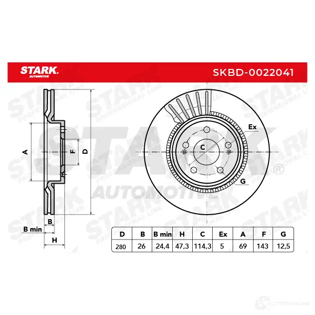 Тормозной диск STARK 1438025947 X 4J8P skbd0022041 изображение 6