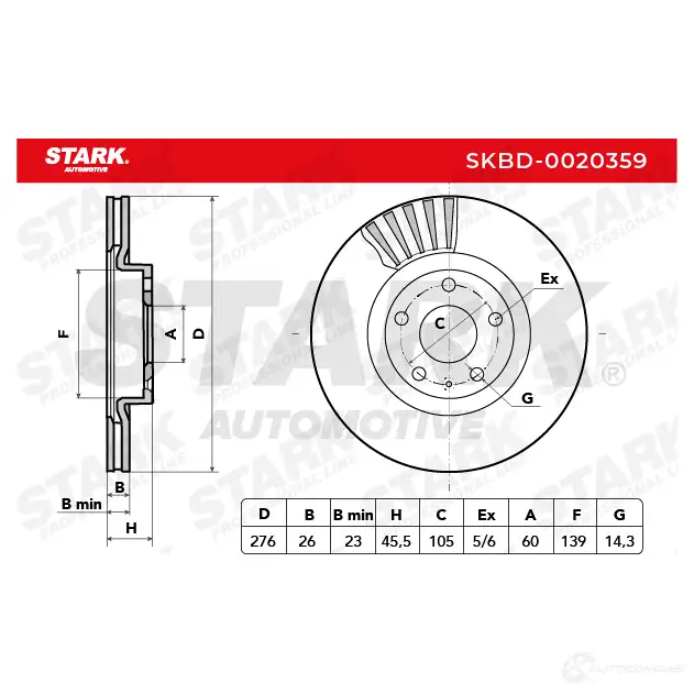 Тормозной диск STARK D0L0 I 1438025654 skbd0020359 изображение 5