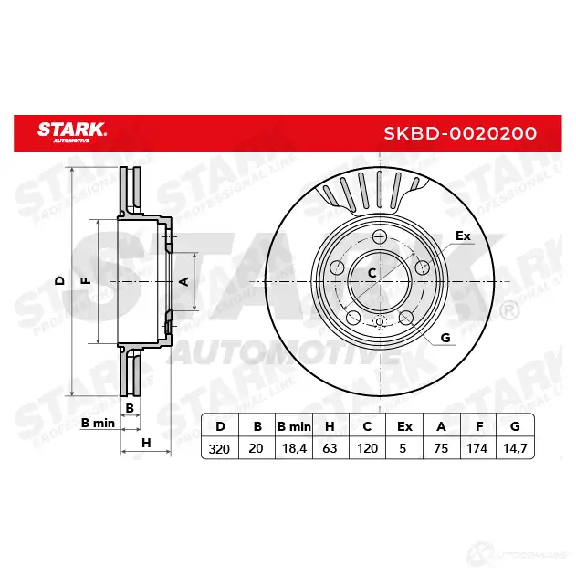 Тормозной диск STARK 1438025606 7 IXMU skbd0020200 изображение 5