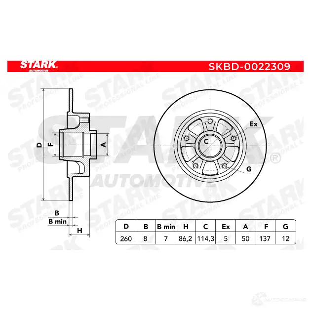 Тормозной диск STARK skbd0022309 BGO4 ZT 1438025355 изображение 3