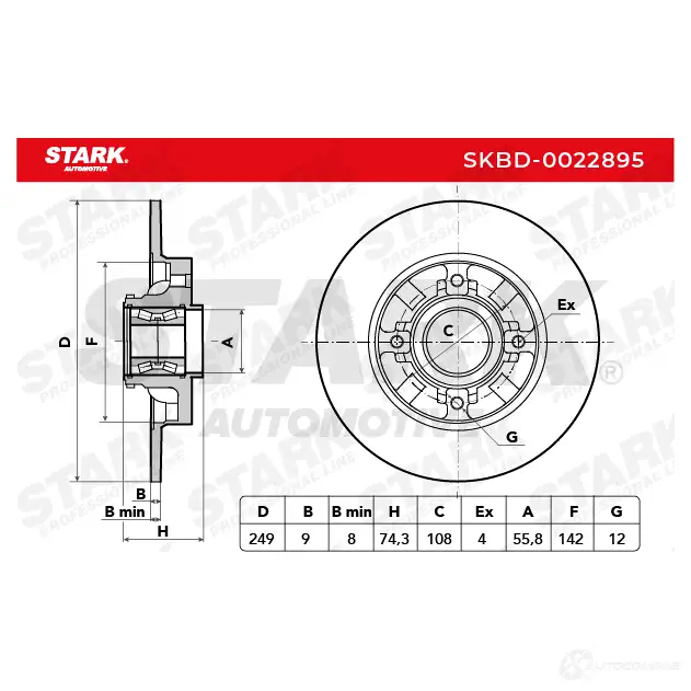 Тормозной диск STARK skbd0022895 1438026121 R GH8KCO изображение 3