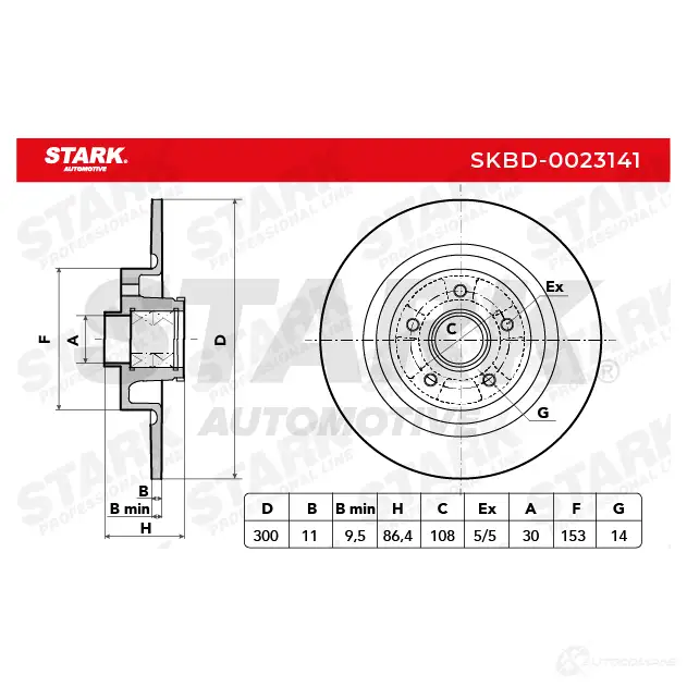 Тормозной диск STARK 1438026067 LWA5 4U skbd0023141 изображение 3