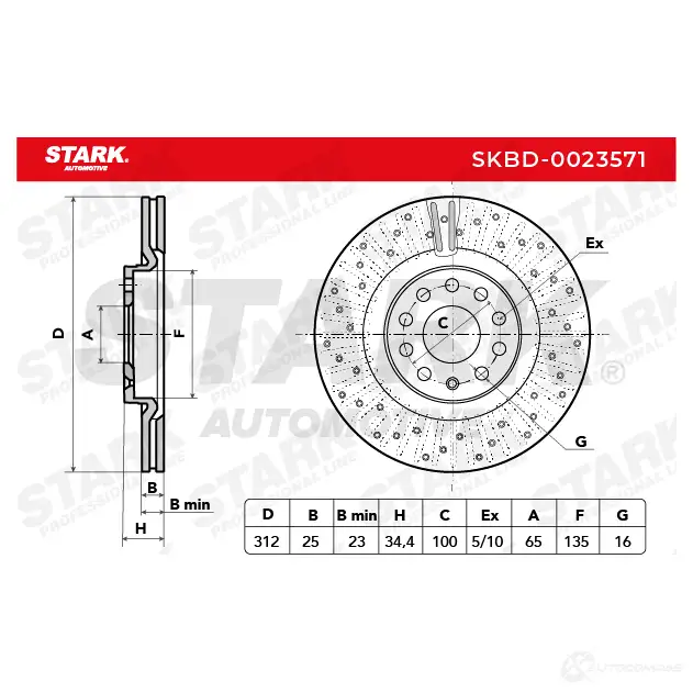 Тормозной диск STARK 1438026007 KA2ABA S skbd0023571