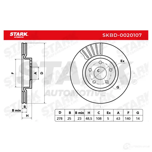 Тормозной диск STARK 1438023408 V05KPK 6 skbd0020107 изображение 6