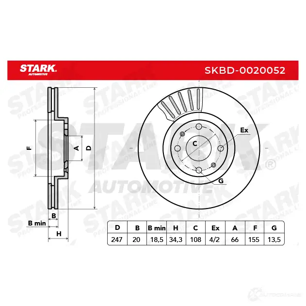 Тормозной диск STARK 1438024050 MKTZ 4I skbd0020052 изображение 6