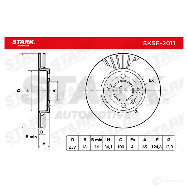 Тормозной диск STARK skse2011 1438022451 5FU N6 изображение 1