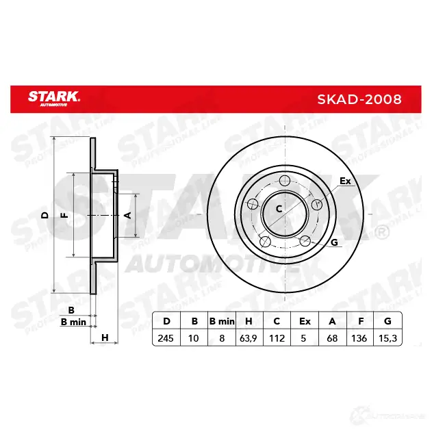 Тормозной диск STARK 1438024071 skad2008 D YYAI изображение 4