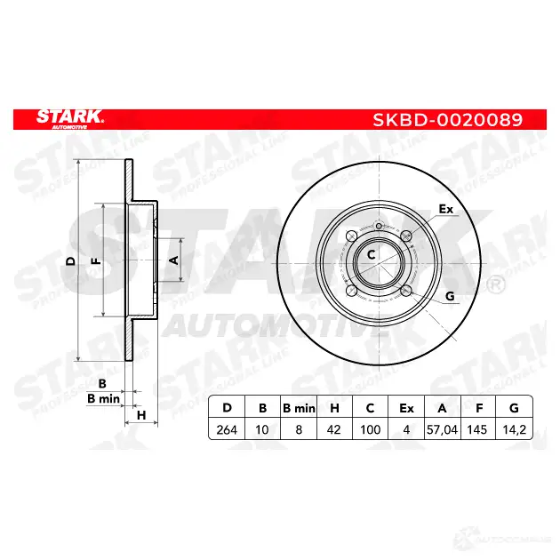 Тормозной диск STARK skbd0020089 1438024105 TA JK7 изображение 3