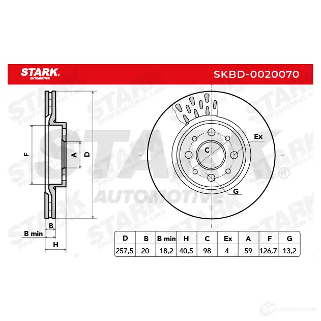 Тормозной диск STARK 1438024135 skbd0020070 9Q IS13 изображение 6
