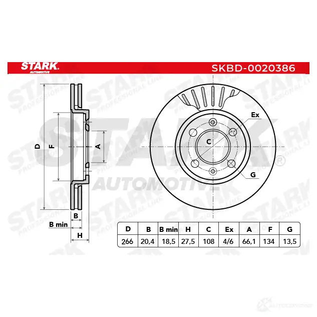 Тормозной диск STARK skbd0020386 B WG22 1438025010 изображение 6