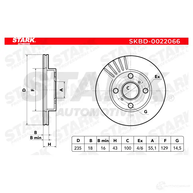 Тормозной диск STARK DH5UP IF 1438022458 skbd0022066 изображение 3