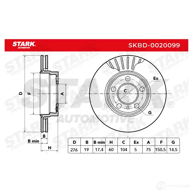 Тормозной диск STARK 1438025615 skbd0020099 IGBMI 7 изображение 6