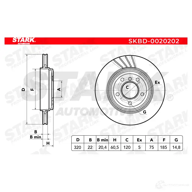 Тормозной диск STARK skbd0020202 1438025827 A54F5 8 изображение 6