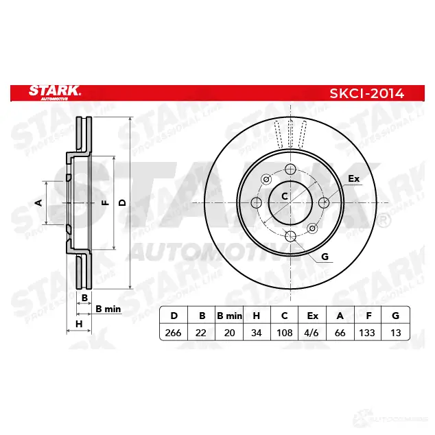 Тормозной диск STARK 1438024859 skci2014 OPBVII H изображение 5