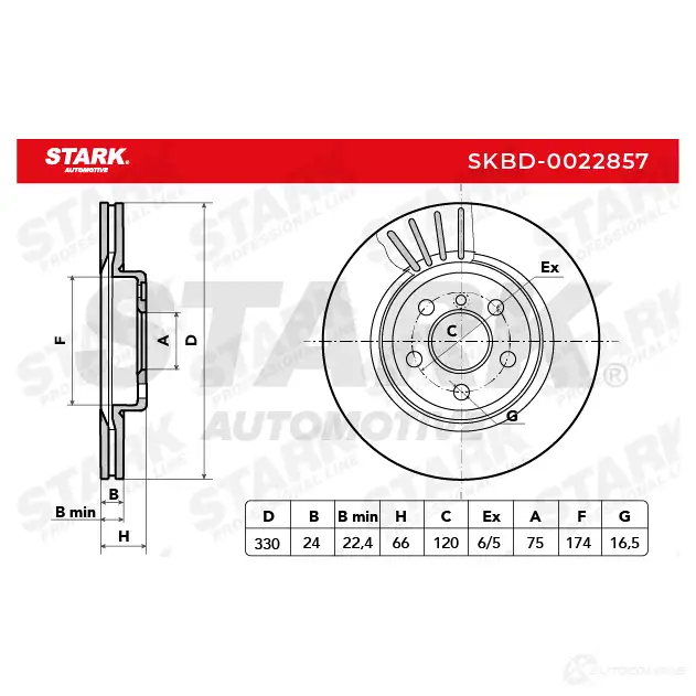 Тормозной диск STARK 1438025995 skbd0022857 S6XV F изображение 3