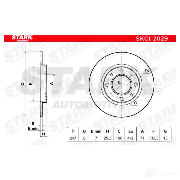 Тормозной диск STARK 1438022471 HS 3IKYD skci2029 изображение 4