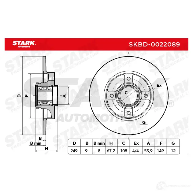 Тормозной диск STARK skbd0022089 O4JHK S8 1438026043 изображение 1