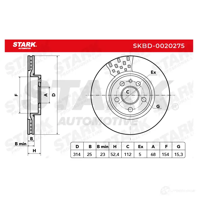 Тормозной диск STARK skbd0020275 0IK6D J 1438026136 изображение 6