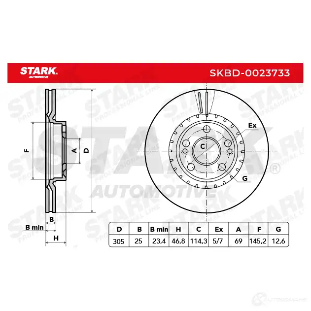 Тормозной диск STARK 1438026210 G JQWF skbd0023733 изображение 3