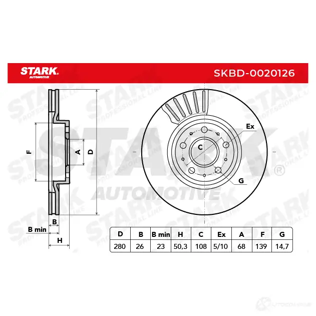 Тормозной диск STARK N65 69C1 1438025779 skbd0020126 изображение 4