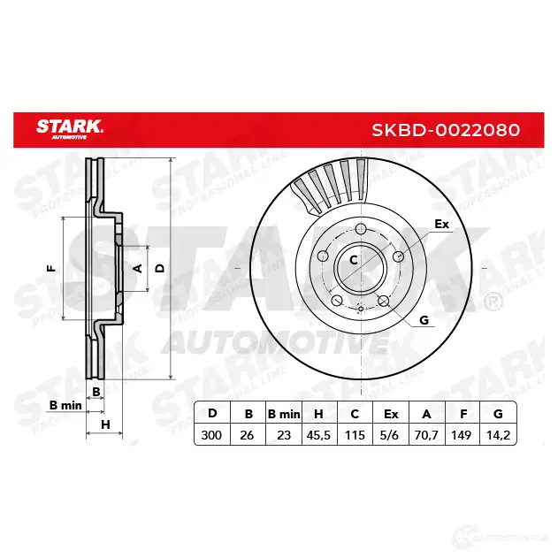 Тормозной диск STARK skbd0022080 94L 9UXU 1438026011 изображение 4