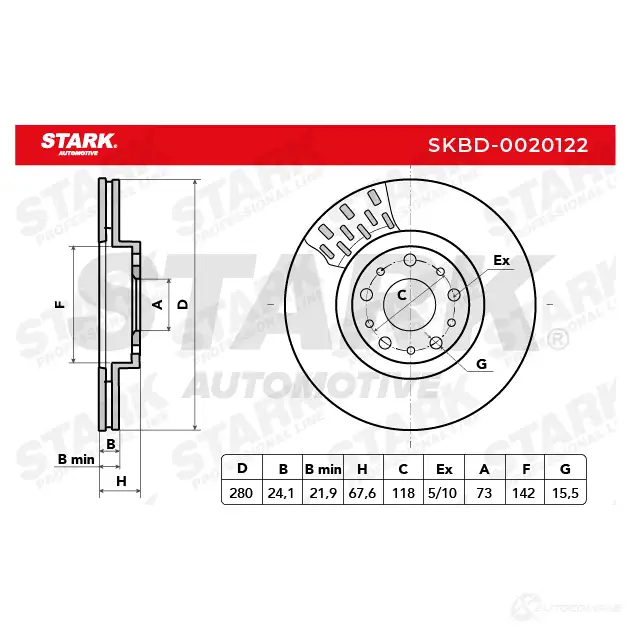 Тормозной диск STARK 1438025946 OT LY30 skbd0020122 изображение 4