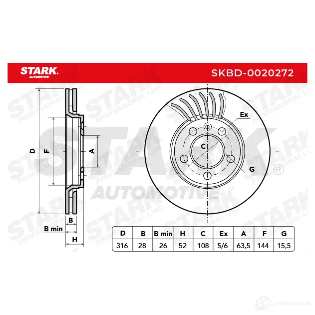 Тормозной диск STARK 1438026135 skbd0020272 KKGT 0ZP изображение 5