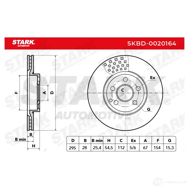 Тормозной диск STARK skbd0020164 1438026177 C20 Q0 изображение 4
