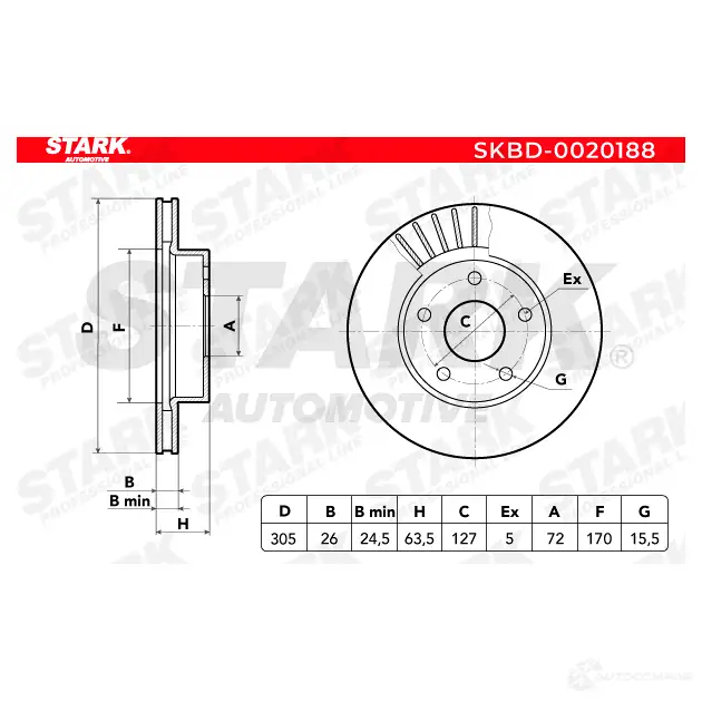 Тормозной диск STARK 1438025987 skbd0020188 P NT8YQR изображение 4