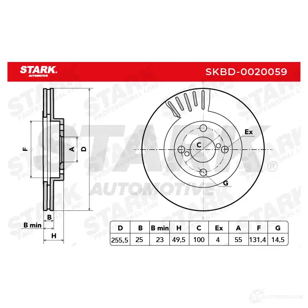 Тормозной диск STARK 1438024825 skbd0020059 85XGF E изображение 1