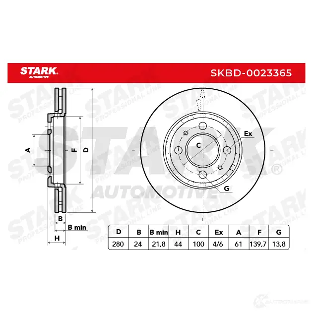 Тормозной диск STARK 1438023334 NKW OGYF skbd0023365 изображение 1