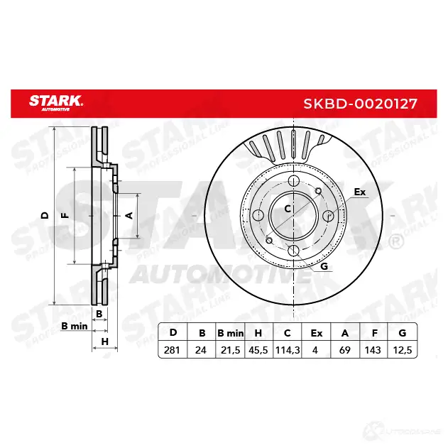Тормозной диск STARK skbd0020127 1438025854 7X9F 7 изображение 6