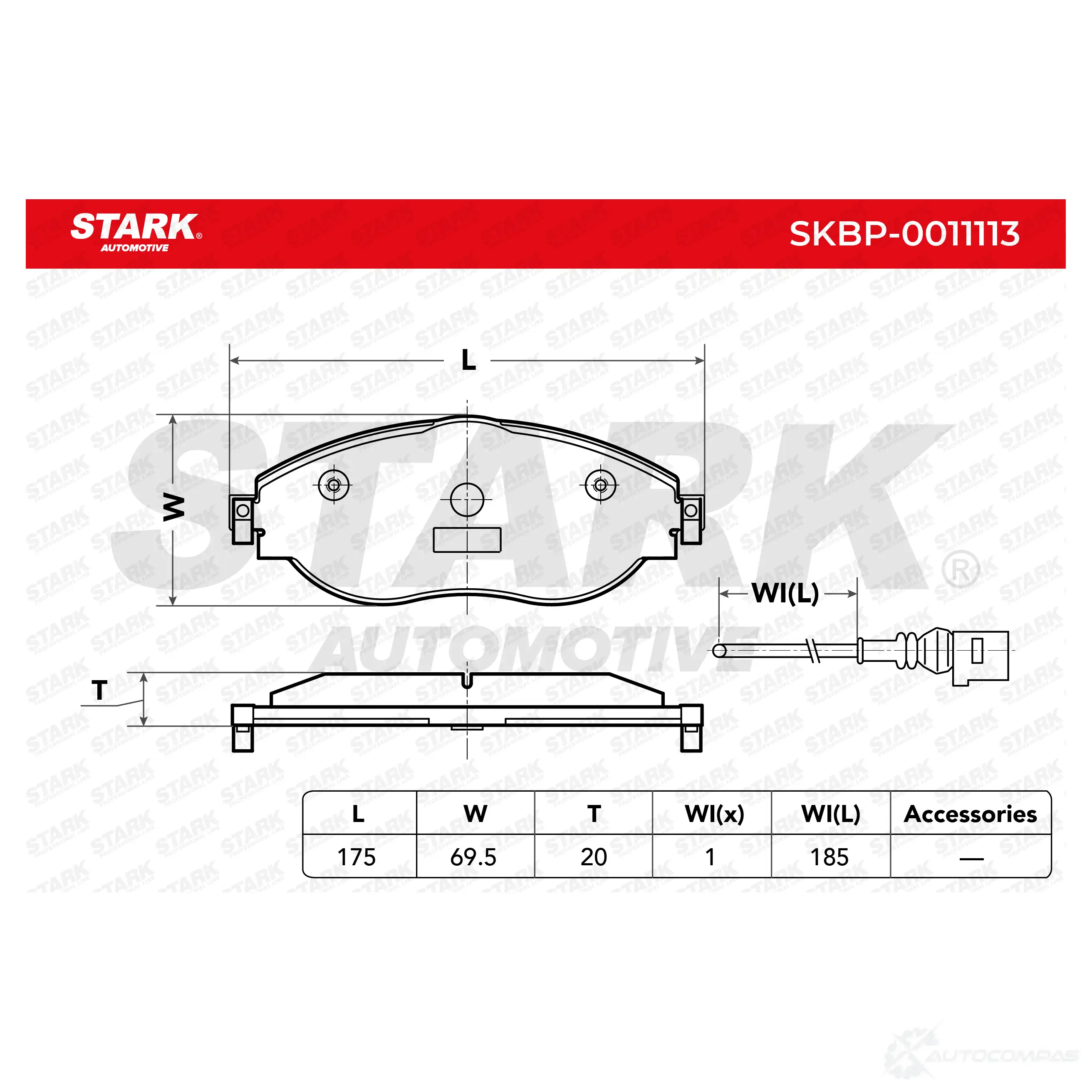 Тормозные колодки, комплект STARK skbp0011113 1437782167 WC6PY2 U - Изображение 1