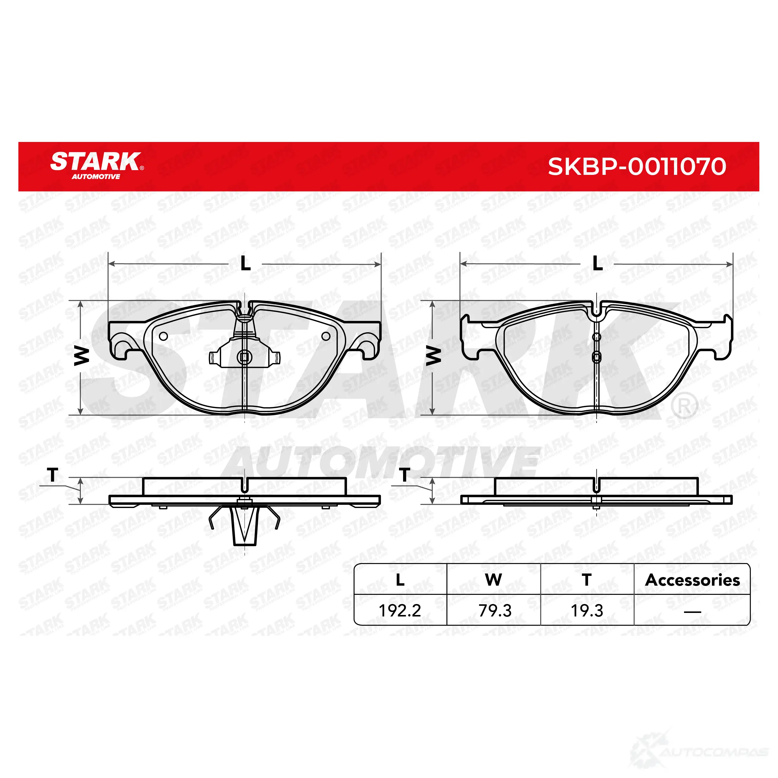 Тормозные колодки, комплект STARK T 9PNOUX skbp0011070 1437781920 изображение 1