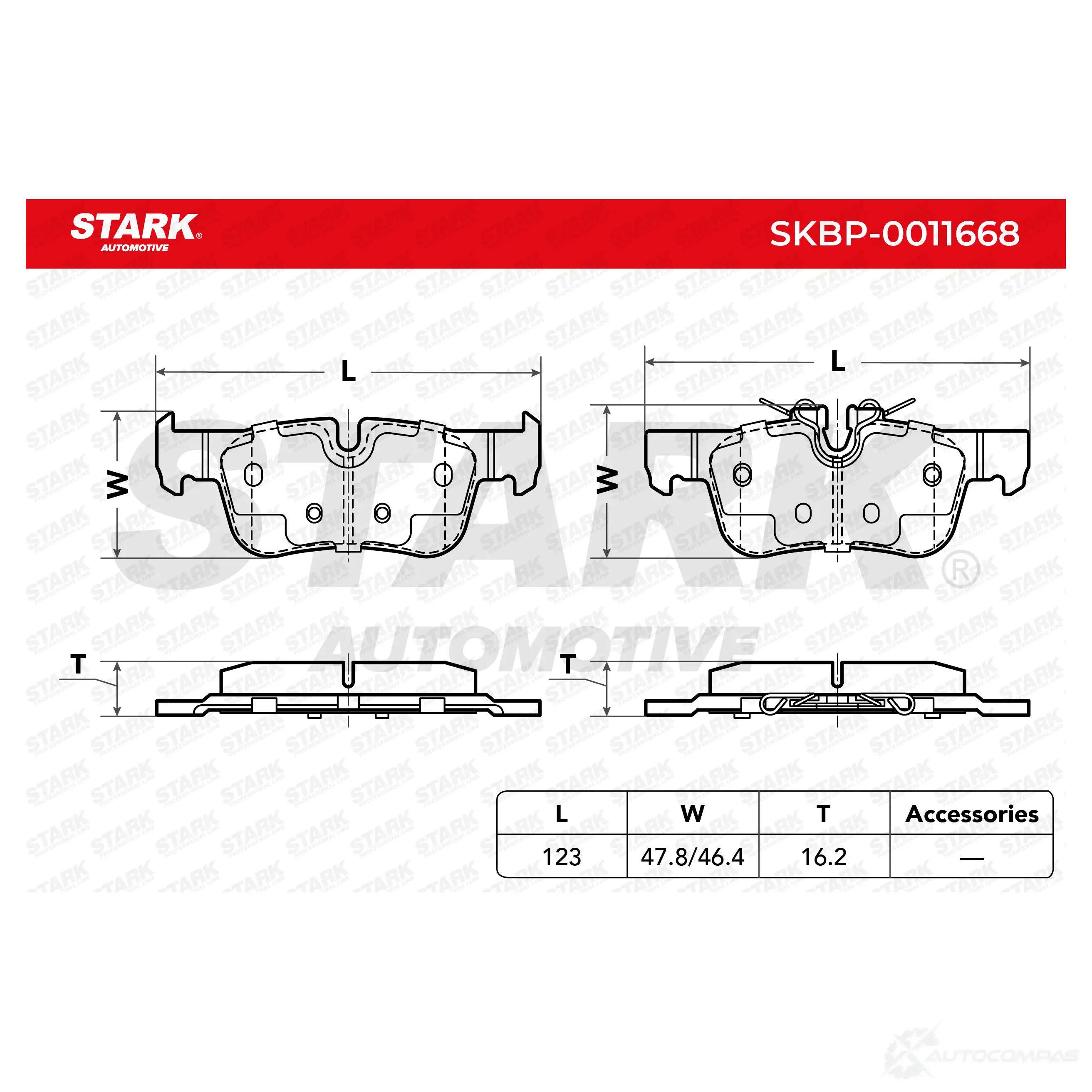 Тормозные колодки, комплект STARK ABEA13 X 1437780150 skbp0011668 изображение 4